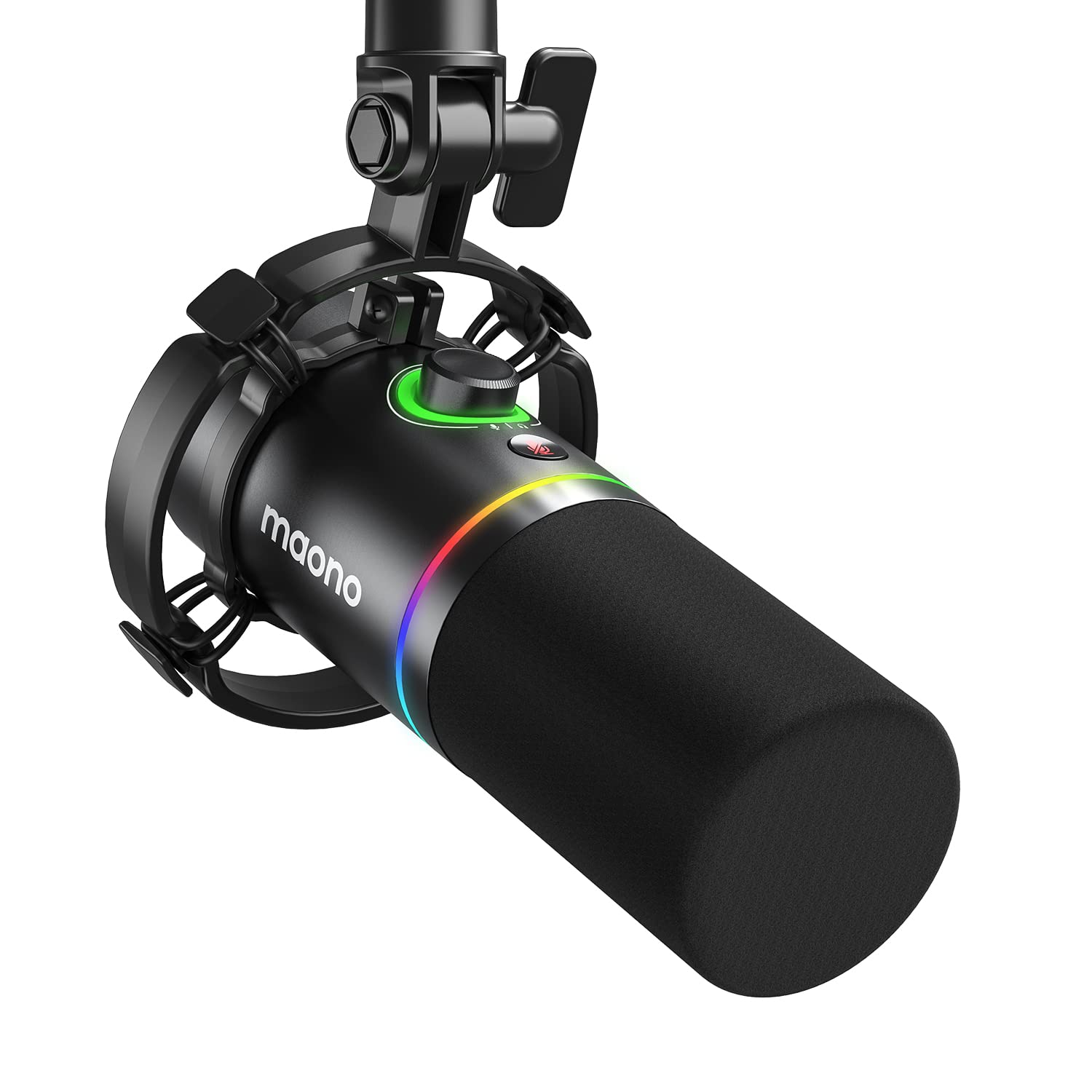 MAONO PD200X USB/XLR Dynamic Mic for Singing, PC, YouTube Recording. Professional Microphone with Programmable Software and 0-Latency Monitoring, Volume Control, Tap-to-Mute and Shock Mount, Black
