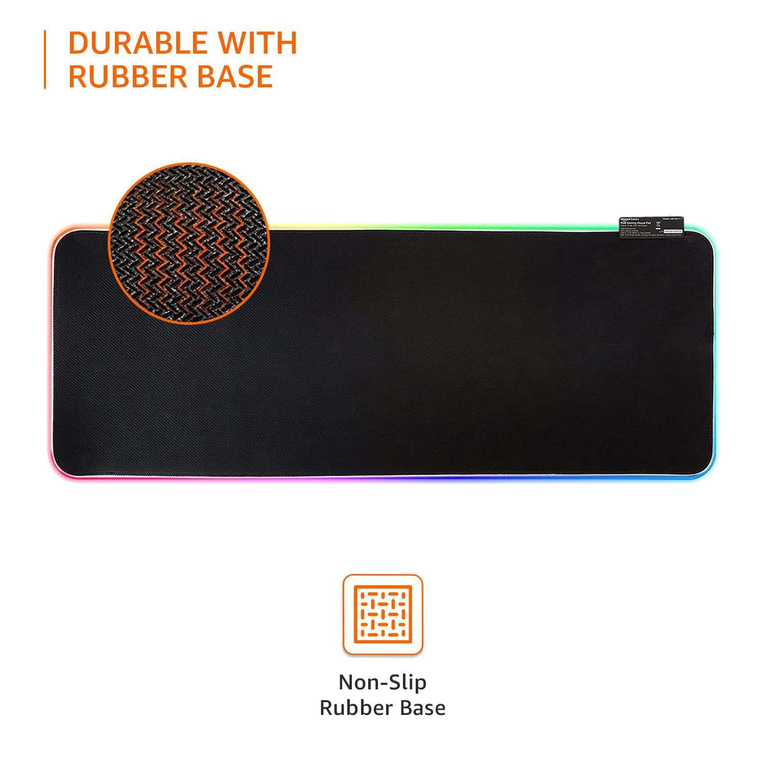amazon basics RGB Light Gaming Mouse Pad Desk Mat for Computer Laptop | Stitched Embroidery Edges | Non-Slip Rubber Base | Extended Keyboard Mouse Pad for Office & Home (795mm x 298mm x 3.45mm) - Image 6