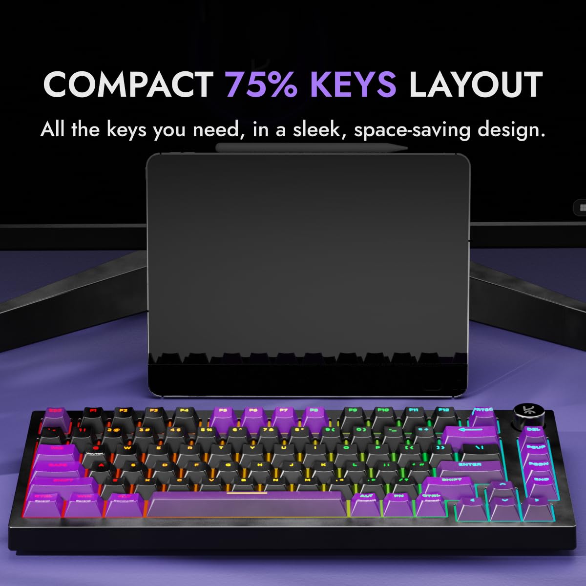 Kreo Swarm 75% Wireless Mechanical Keyboard with Pass-Through Keycaps, Advanced Web Software, Pre-lubed Switches, 5-pin Hot Swap PCB, 5 Layers Sound Absorption and Software Support - Image 3