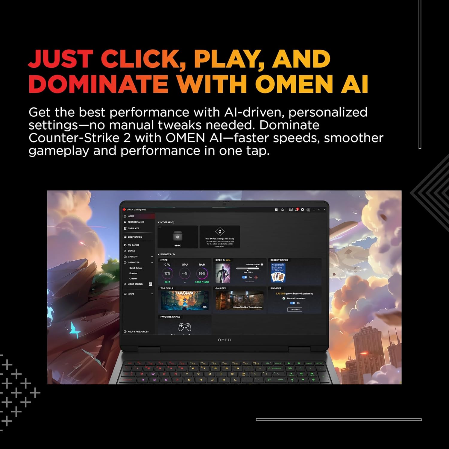 HP Omen 16, Intel Core Ultra 7 255H, 8GB RTX 5050, 24GB DDR5(Upgradeable) 1TB SSD, 2K IPS 165Hz 400 nits, 3ms RT, 16''/40.6cm, Win11, Office24, Black, 2.4kg, am0240tx, Xbox Gamepas* RGB Gaming Laptop - Image 8