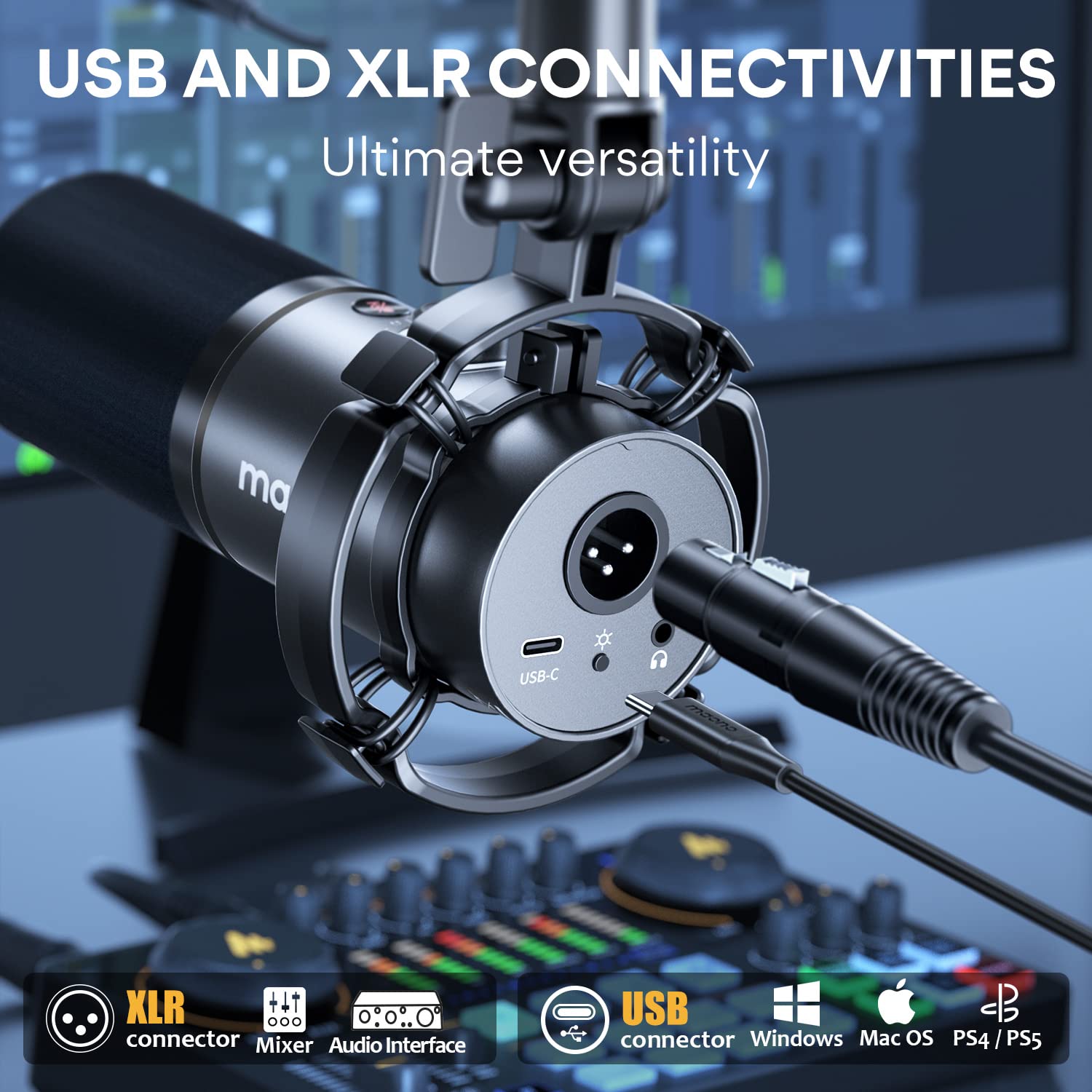 MAONO PD200X USB/XLR Dynamic Mic for Singing, PC, YouTube Recording. Professional Microphone with Programmable Software and 0-Latency Monitoring, Volume Control, Tap-to-Mute and Shock Mount, Black - Image 7