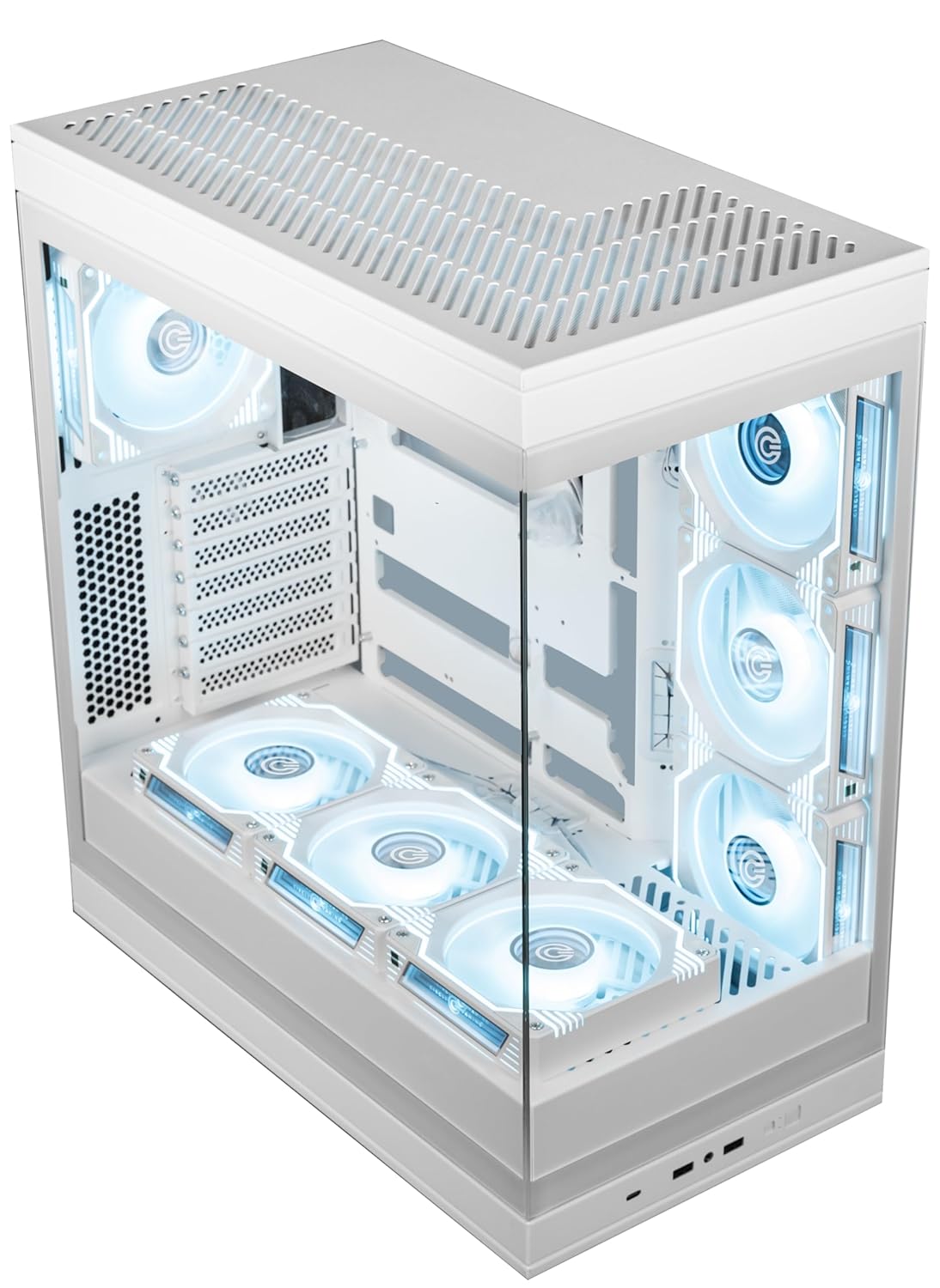 Circle Thrillux Mid-Tower Gaming Cabinet - White| Supports ATX, M-ATX, ITX | Reverse Connector Motherboard Compatible | 3X Side, 3X Bottom, 1X Rear 120MM ARGB Fans with Infinity Mirror - Image 7