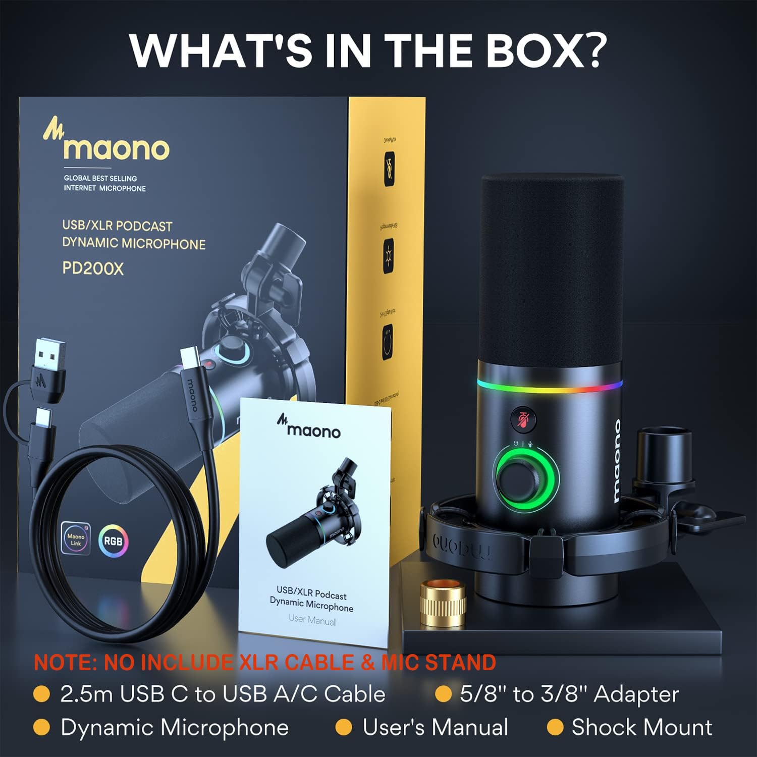 MAONO PD200X USB/XLR Dynamic Mic for Singing, PC, YouTube Recording. Professional Microphone with Programmable Software and 0-Latency Monitoring, Volume Control, Tap-to-Mute and Shock Mount, Black - Image 5