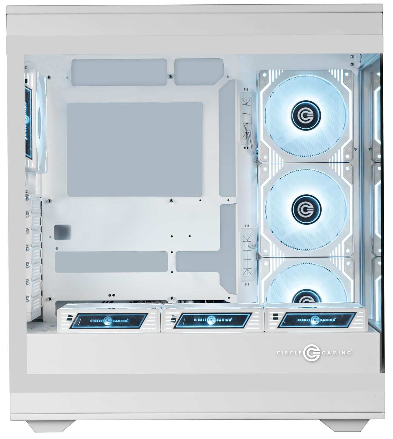 Circle Thrillux Mid-Tower Gaming Cabinet - White| Supports ATX, M-ATX, ITX | Reverse Connector Motherboard Compatible | 3X Side, 3X Bottom, 1X Rear 120MM ARGB Fans with Infinity Mirror - Image 5