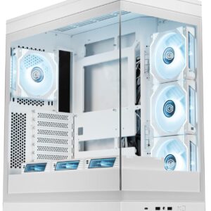 Circle Thrillux Mid-Tower Gaming Cabinet - White| Supports ATX, M-ATX, ITX | Reverse Connector Motherboard Compatible | 3X Side, 3X Bottom, 1X Rear 120MM ARGB Fans with Infinity Mirror