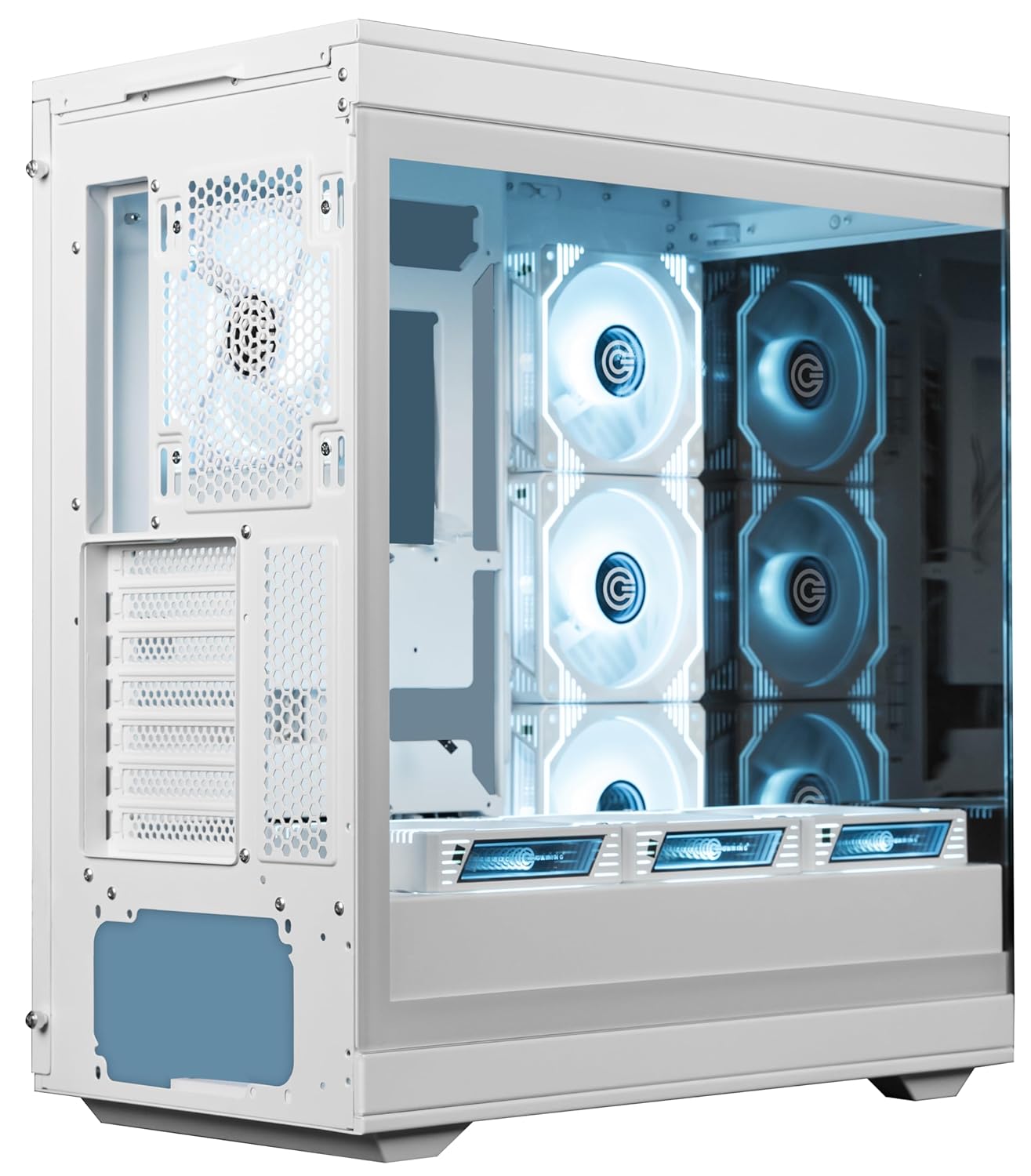 Circle Thrillux Mid-Tower Gaming Cabinet - White| Supports ATX, M-ATX, ITX | Reverse Connector Motherboard Compatible | 3X Side, 3X Bottom, 1X Rear 120MM ARGB Fans with Infinity Mirror - Image 3